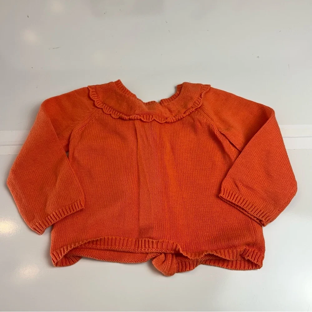 Gymboree Orange Knit Cardigan | Blue Floral · Fall Cottagecore Toddler Sweater